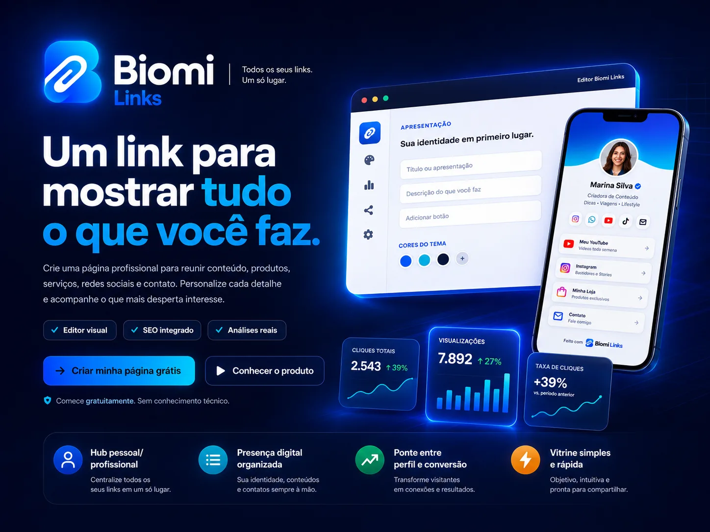 Crea tu página profesional gratis con Biomi Links